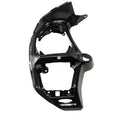Black plastic motorcycle dash panel with angular lines and mounting points.
