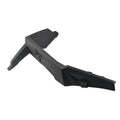 Glossy black plastic front right fender flair with angular design and mounting points.