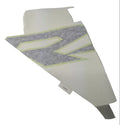 White and gray triangular bolster cover decal with angular stripe design for Polaris UTV.