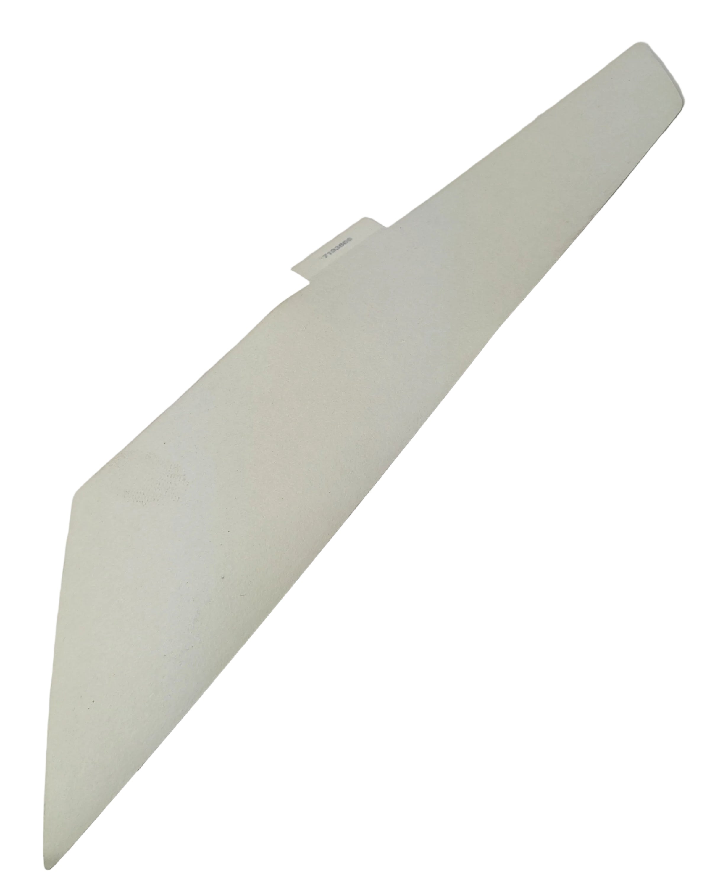 White angular vinyl hood decal with a pointed design, featuring smooth matte finish.