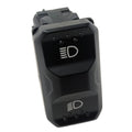 Black plastic rectangular dimmer switch with headlight icons and textured grip sides.