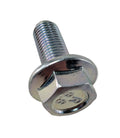 Silver hex flange bolt with threaded shaft and flat top, labeled M10x1.25x25.
