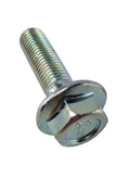 Silver metal bolt with a flat slotted head and threaded shaft, M10x1.2x35 size.