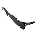 Black metal harness retainer side mount with curved shape and mounting holes for left side installation.