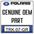 An Image of the Geniune Polaris Logo  reading 'GENUINE OEM PART'TRK-07-GR