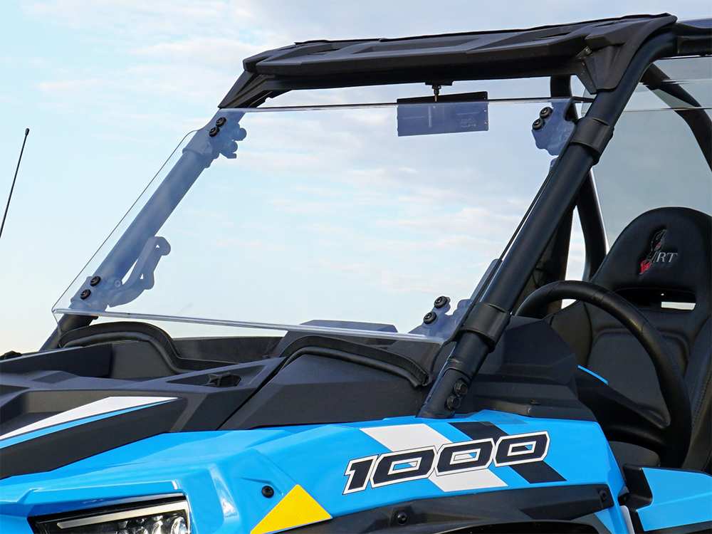 Polaris RZR XP 1000/Turbo Clear Tilting Full Windshield by Spike - RZRXP19WS1000 - Exterior Front Drivers Side Close Up view