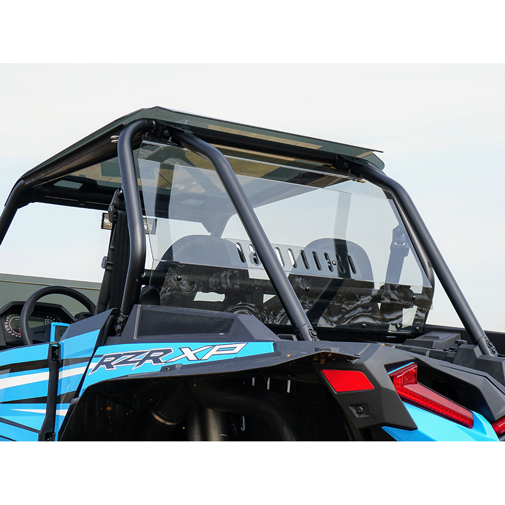 Polaris RZR Xp 1000 Vented Tinted Rear Windshield by Spike - 77-4400-R-T - Exterior Rear Driver Side Close Up View