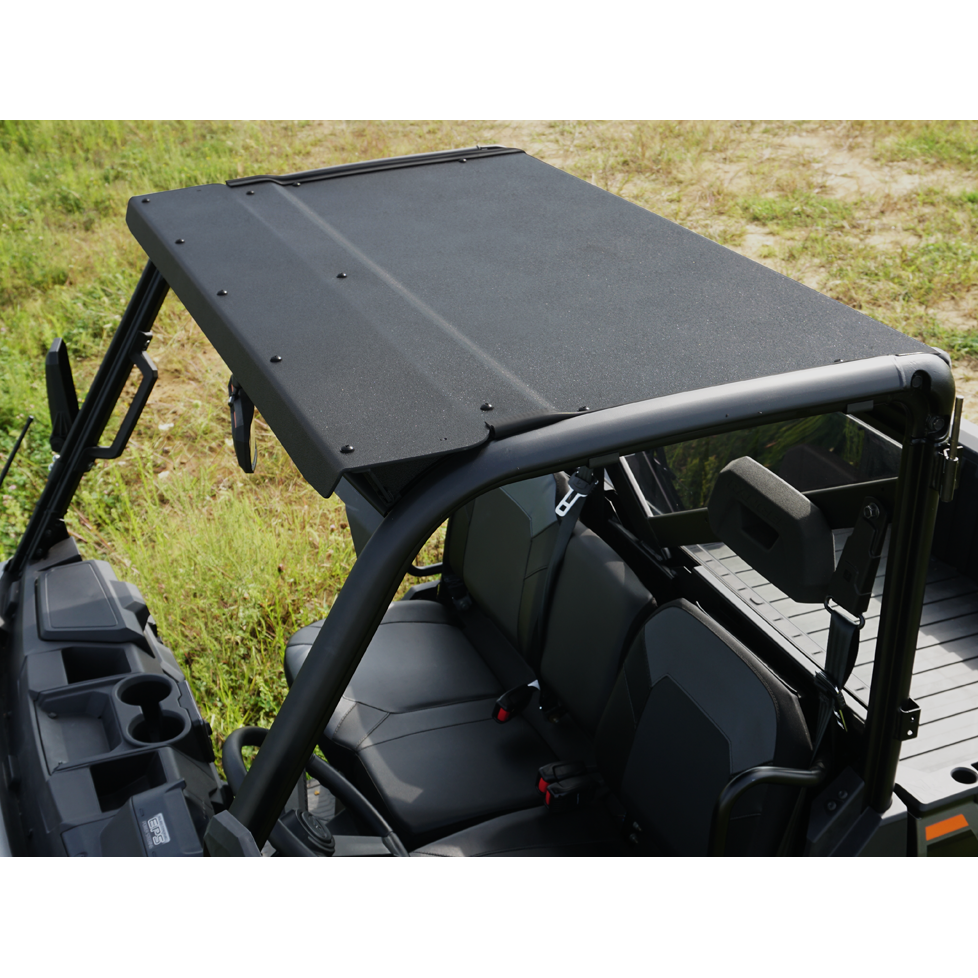 Polaris Ranger Full-Size Hard ABS Plastic Roof (Pro-Fit Cage) by Spike - 88-9220BBS - Exterior Driver Side Angled Above Vehicle View
