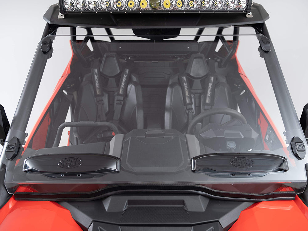 Polaris RZR Pro XP Clear Vented Full Windshield by Spike - 77-4600 - Exterior Front Angled Close Up View