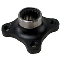 Black metal gearcase axle coupler with silver splined center and four mounting holes.