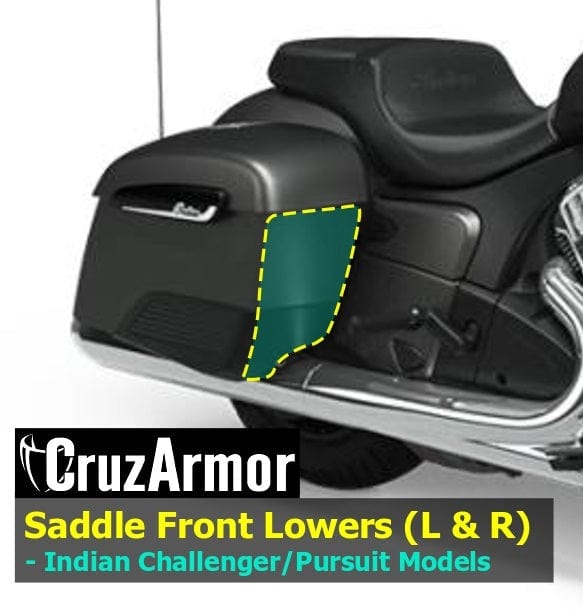 Front Lower Saddlebag Protection Kit DIY for Indian Challenger, Pursuit & Chieftain by CruzArmor with logo
