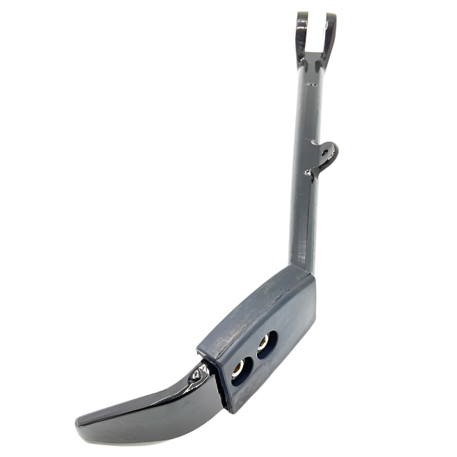 Black metal stock-length cruiser kickstand with angled foot and mounting bracket.