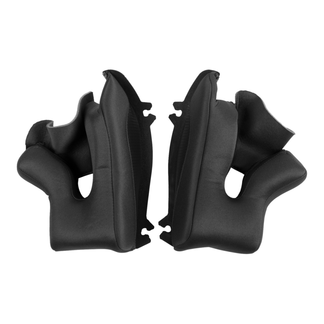 Black molded Talon Cheek Pads with contoured foam designed for universal fit on motorcycle helmets.