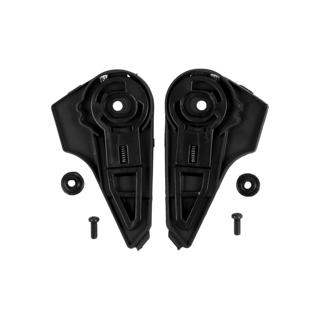 Black Talon Pivot Kit including two symmetrical plastic pivot pieces with geometric cutouts and two small black bolts and.