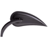 The Mirror Black Die-Cast Rad III Teardrop Style Left Side by Arlen Ness features a sleek, curved design with a smooth black metallic finish, mounted on an oval backplate—echoing the style of classic Arlen Ness mirrors.