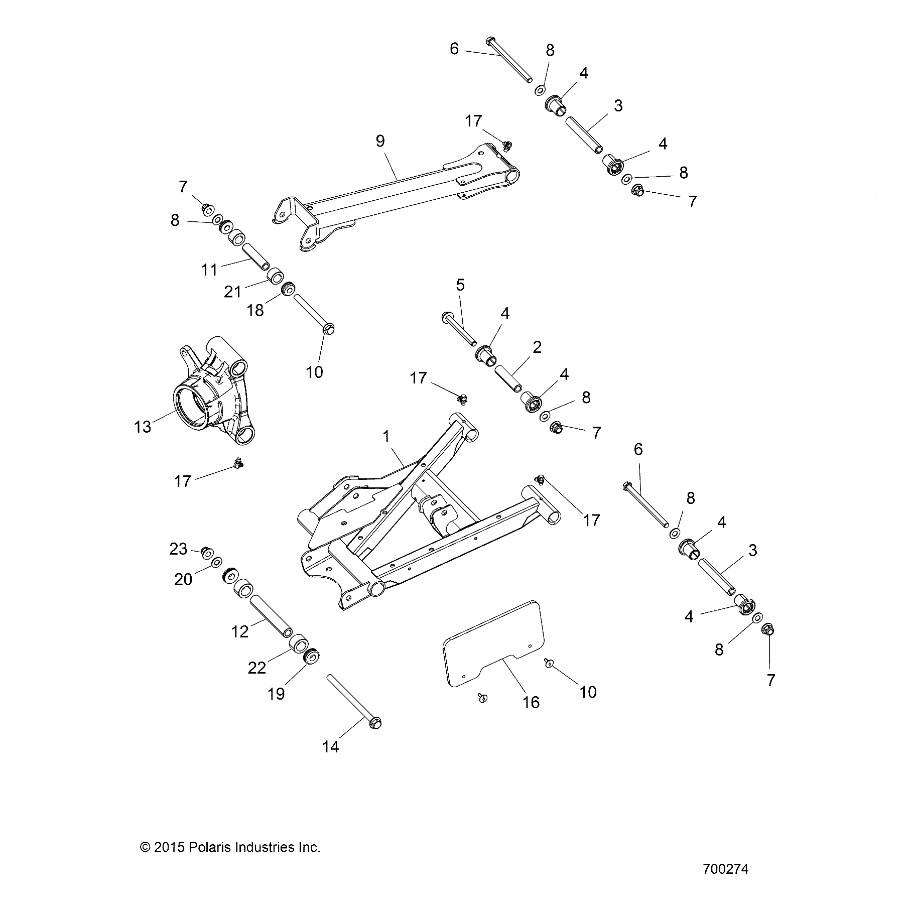 A-Arm Weld, Rear, Lower, Right, by Polaris 1021288-458 OEM Hardware P1021288-458 Off Road Express