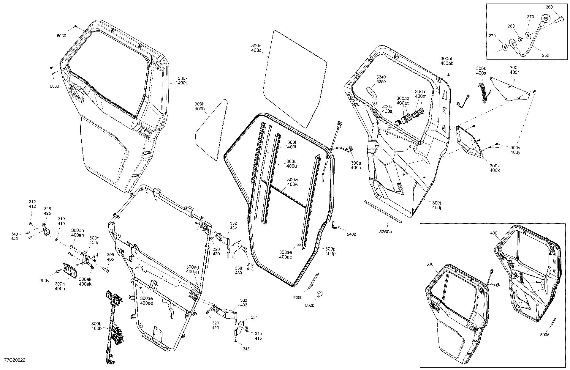An Image of a Genuine Can-Am Parts Schematic Diagram showing the schematic - CAB - FRONT DOOR