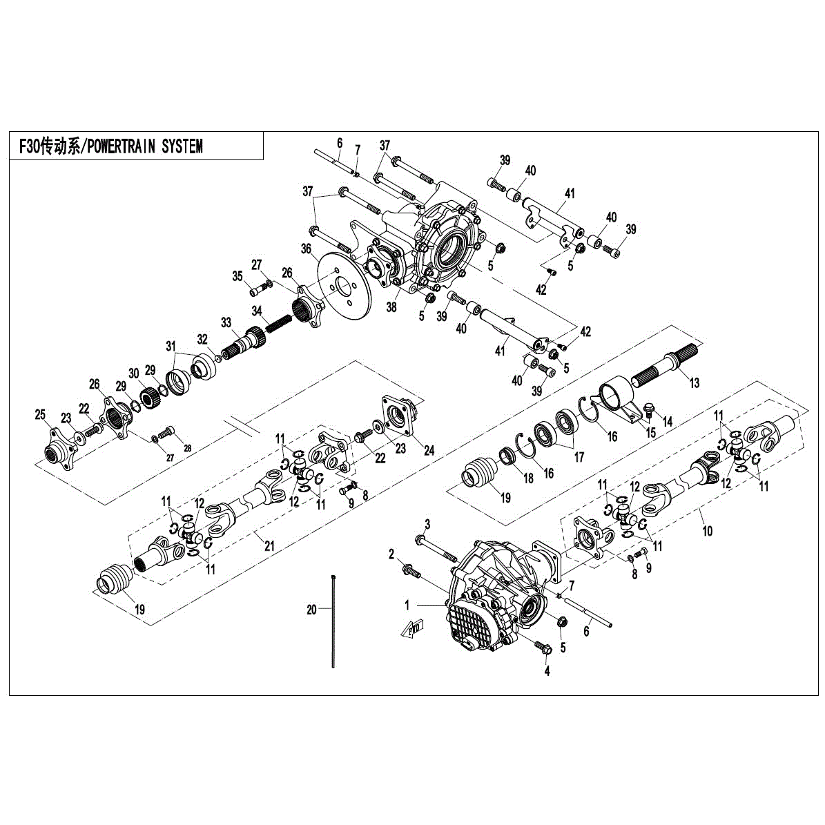 An Image of a Genuine CFMOTO Parts Schematic Diagram showing the schematic - POWERTRAIN SYSTEM - 2017 CFMOTO ZFORCE 800 EX