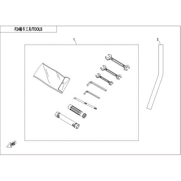 An Image of a Genuine CFMOTO Parts Schematic Diagram showing the schematic - TOOLS - 2016 CFMOTO UFORCE 500