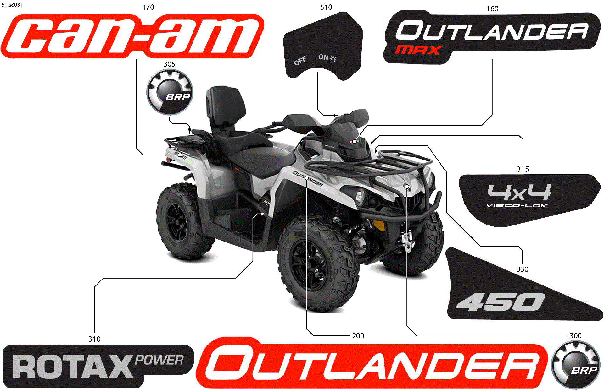 An Image of a Genuine Can-Am Parts Schematic Diagram showing the schematic - BODY - FEATURE DECALS