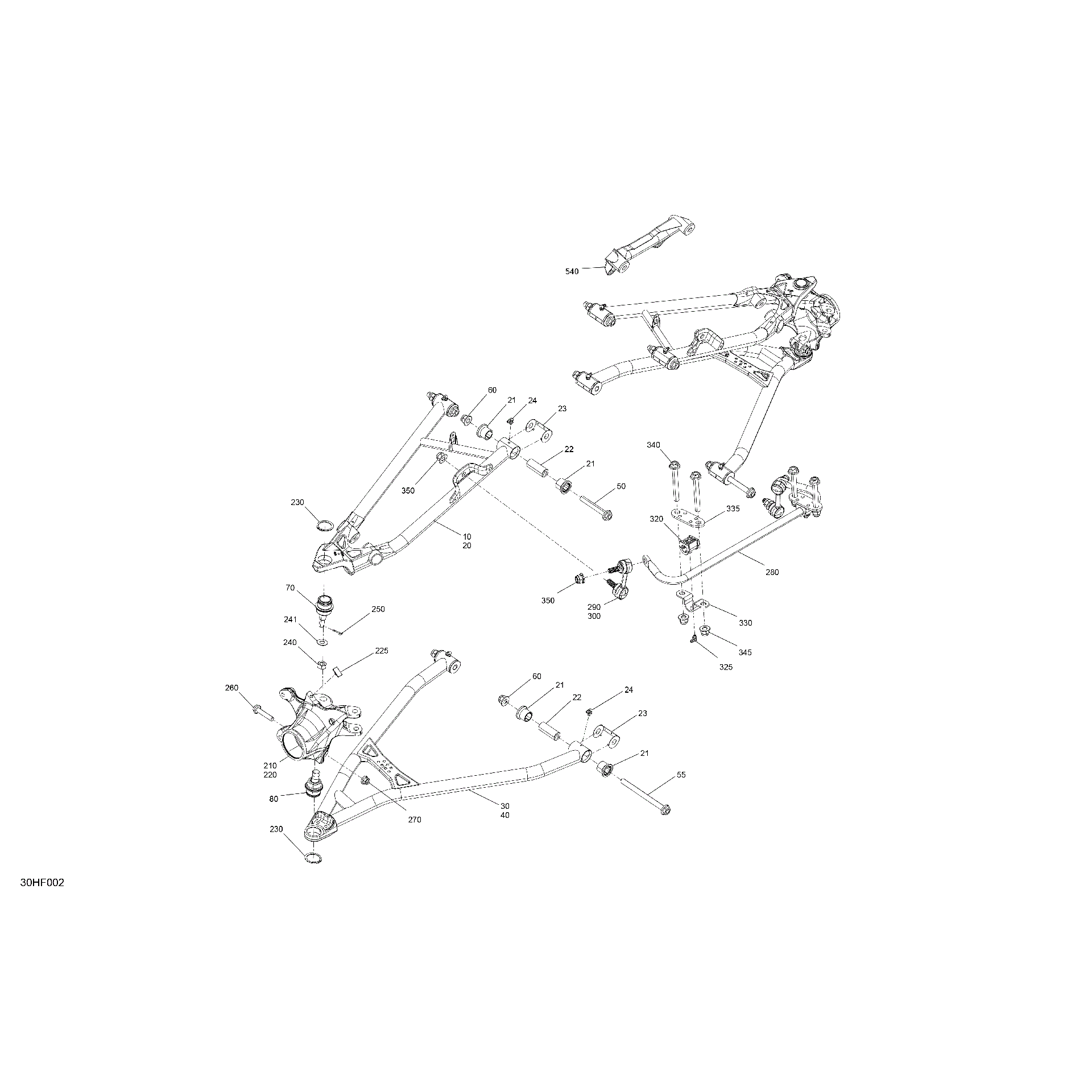 An Image of a Genuine Can-Am Parts Schematic Diagram showing the schematic - SUSPENSION - FRONT COMPONENTS
