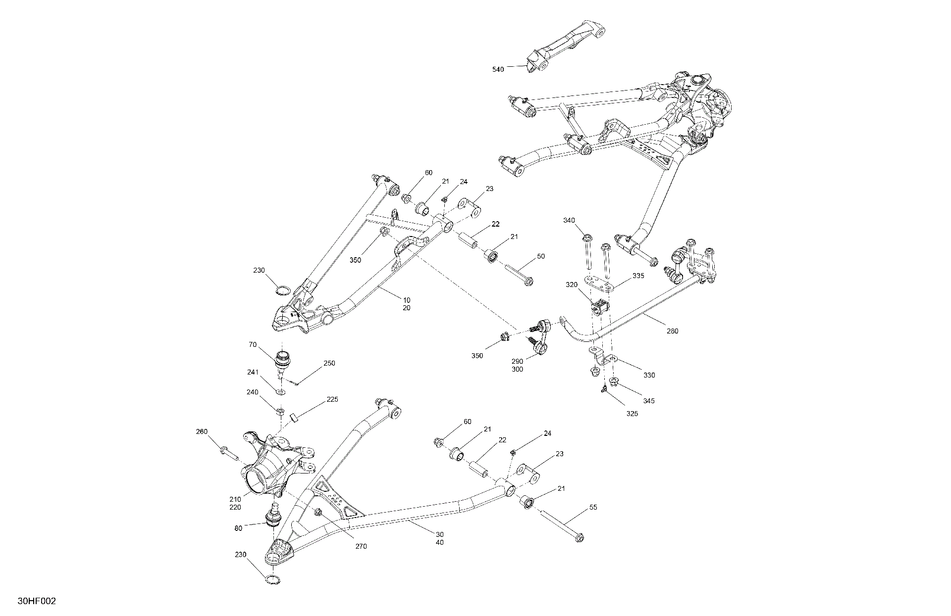 An Image of a Genuine Can-Am Parts Schematic Diagram showing the schematic - SUSPENSION - FRONT COMPONENTS