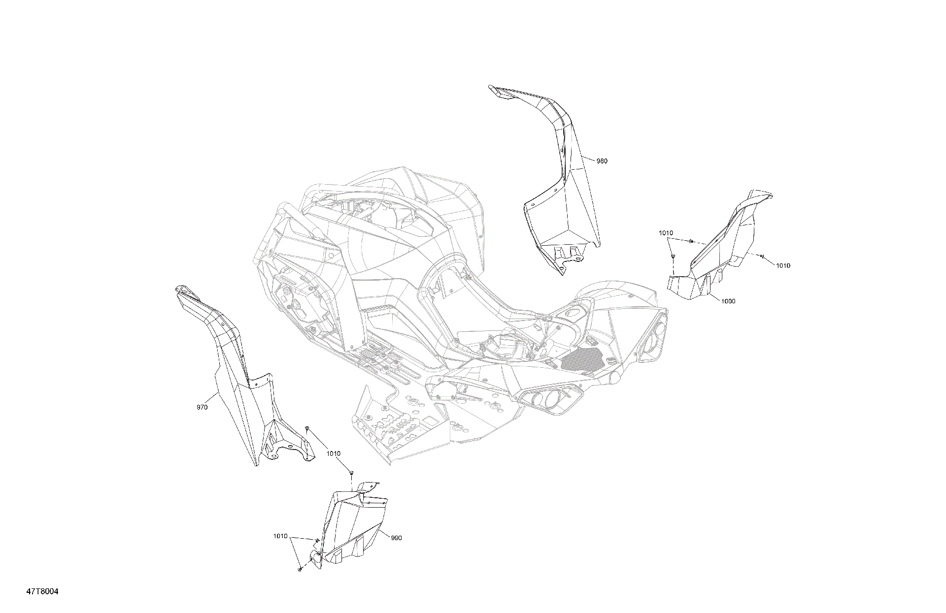 An Image of a Genuine Can-Am Parts Schematic Diagram showing the schematic - BODY - MUDGUARD