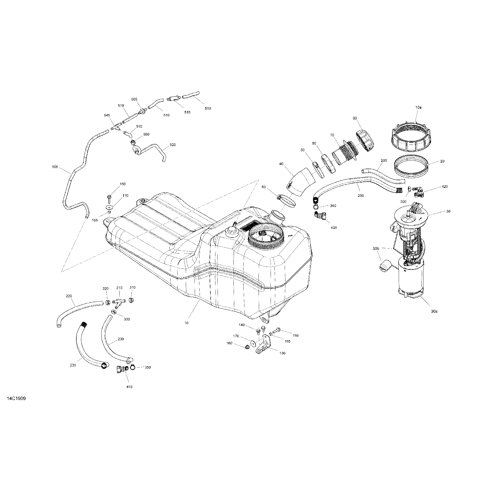 An Image of a Genuine Can-Am Parts Schematic Diagram showing the schematic - FUEL - NO EVAP