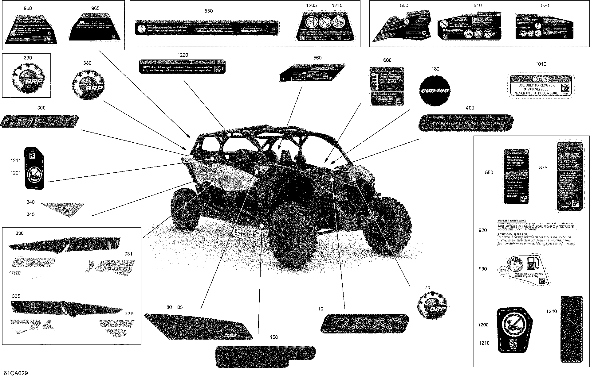 An Image of a Genuine Can-Am Parts Schematic Diagram showing the schematic - BODY - DECALS