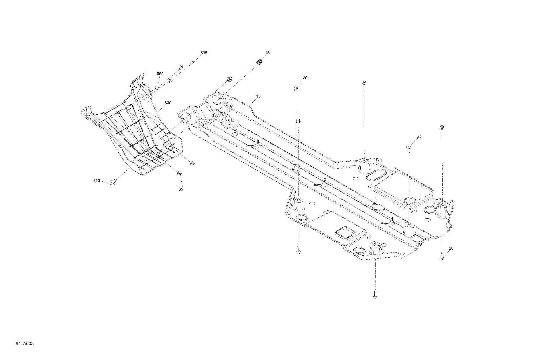 An Image of a Genuine Can-Am Parts Schematic Diagram showing the schematic - BODY - SKID PLATE