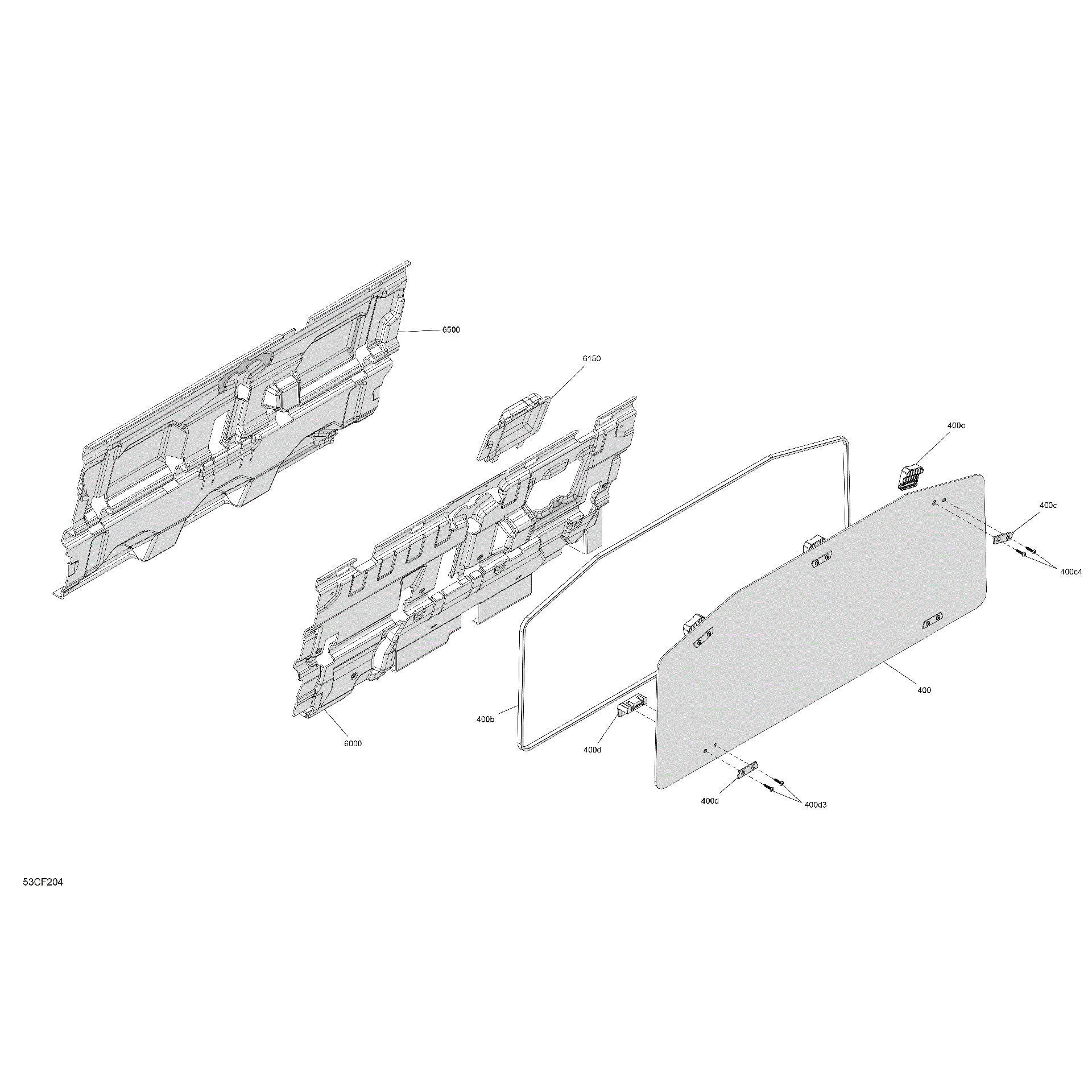 An Image of a Genuine Can-Am Parts Schematic Diagram showing the schematic - ENCLOSURE CAB - BACK WALL