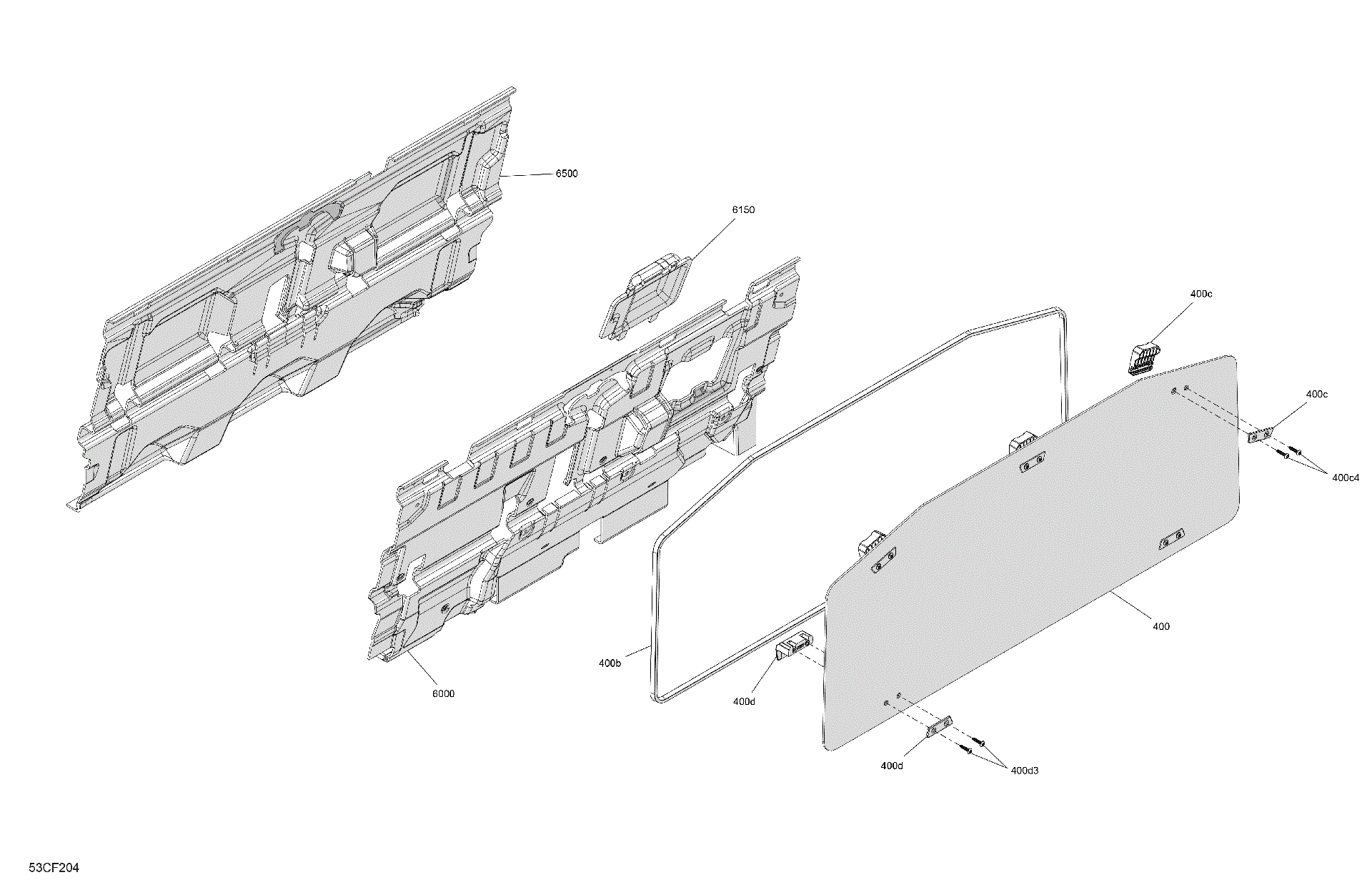 An Image of a Genuine Can-Am Parts Schematic Diagram showing the schematic - ENCLOSURE CAB - BACK WALL