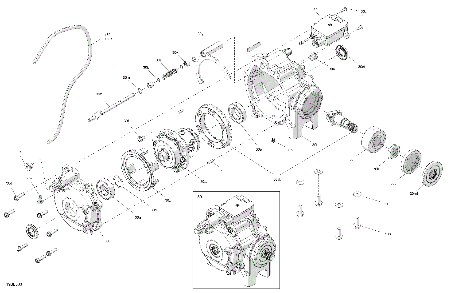 An Image of a Genuine Can-Am Parts Schematic Diagram showing the schematic - DRIVE - FRONT - DIFFERENTIAL PARTS