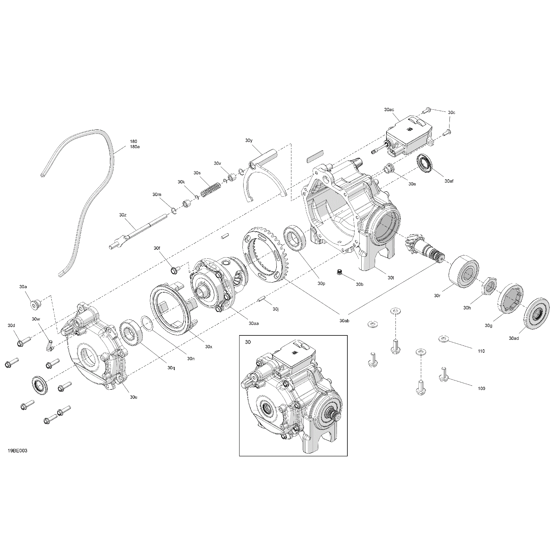 An Image of a Genuine Can-Am Parts Schematic Diagram showing the schematic - DRIVE - FRONT - DIFFERENTIAL PARTS