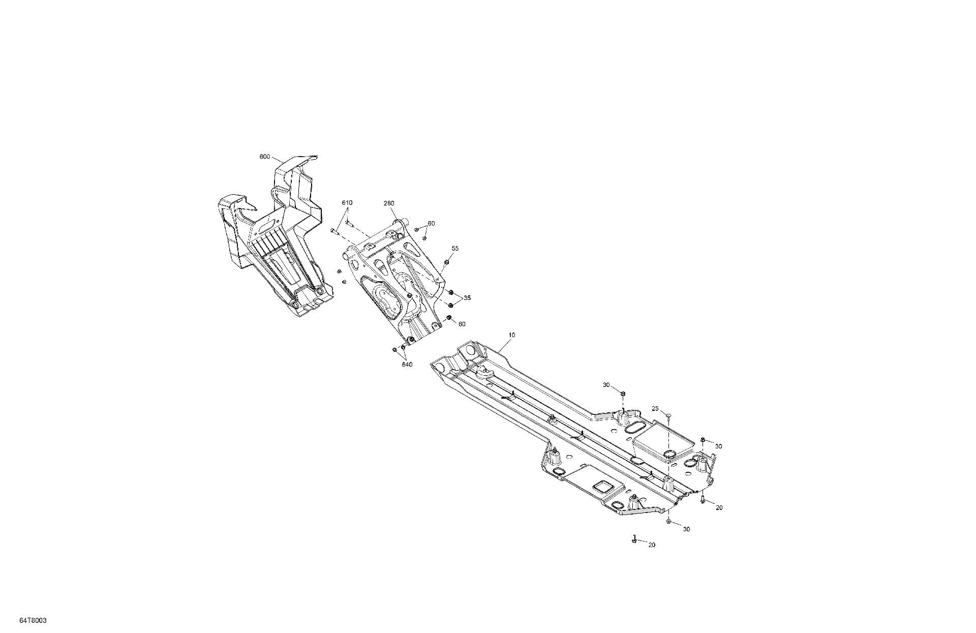 An Image of a Genuine Can-Am Parts Schematic Diagram showing the schematic - BODY - SKID PLATE AND BUMPER