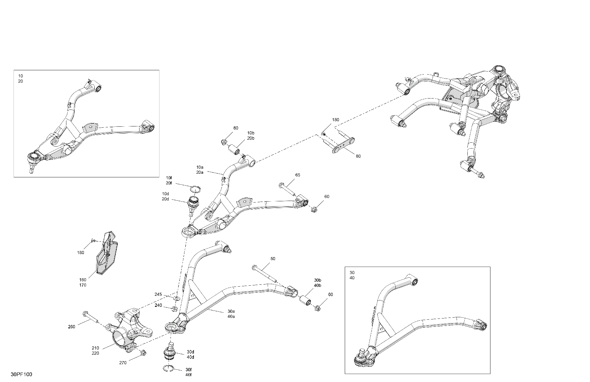 An Image of a Genuine Can-Am Parts Schematic Diagram showing the schematic - SUSPENSION - FRONT COMPONENTS