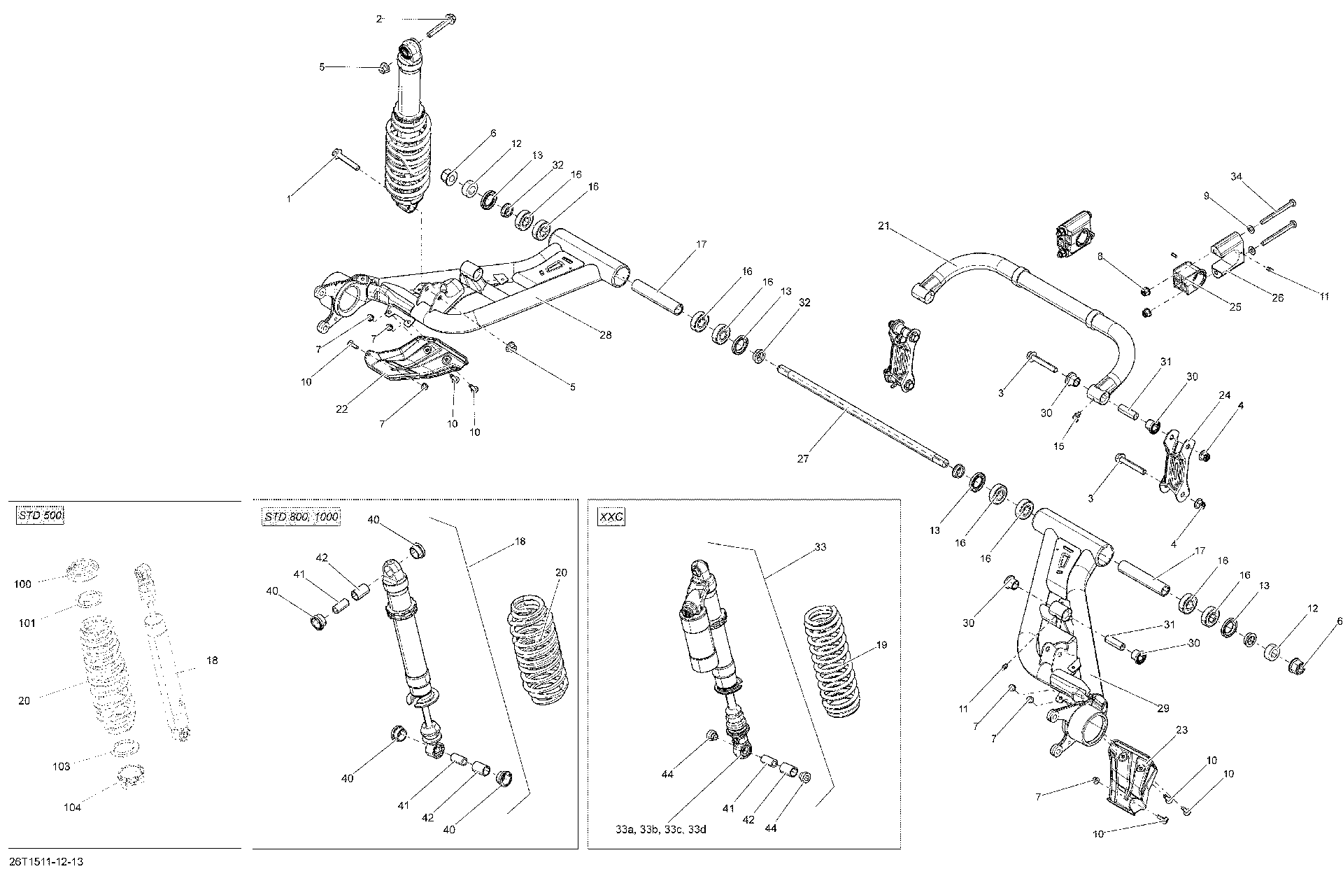 An Image of a Genuine Can-Am Parts Schematic Diagram showing the schematic - REAR SUSPENSION _26T1511