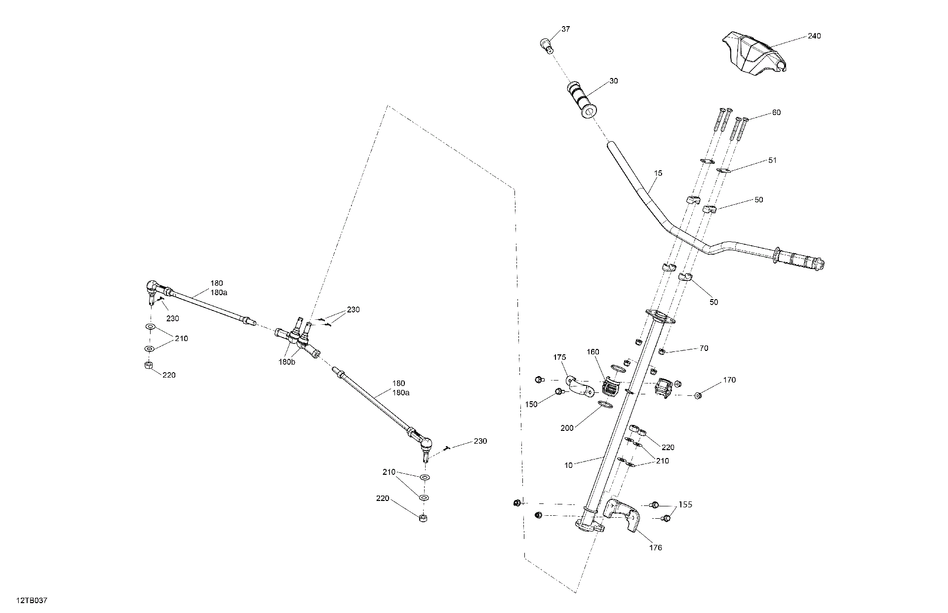An Image of a Genuine Can-Am Parts Schematic Diagram showing the schematic - MECHANIC - STEERING