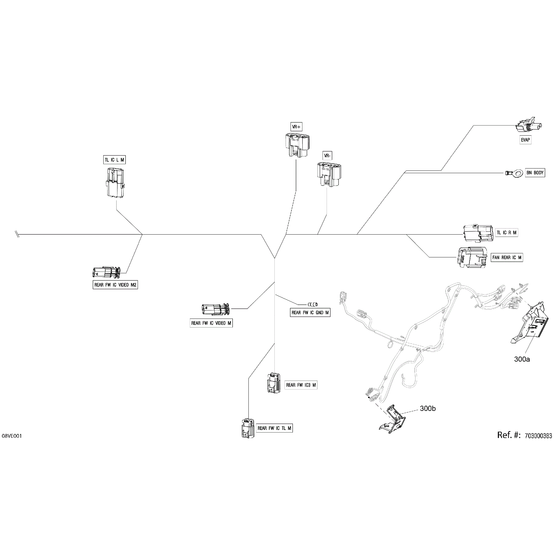 An Image of a Genuine Can-Am Parts Schematic Diagram showing the schematic - ELECTRIC - JUNCTION WIRING HARNESS - 710008320