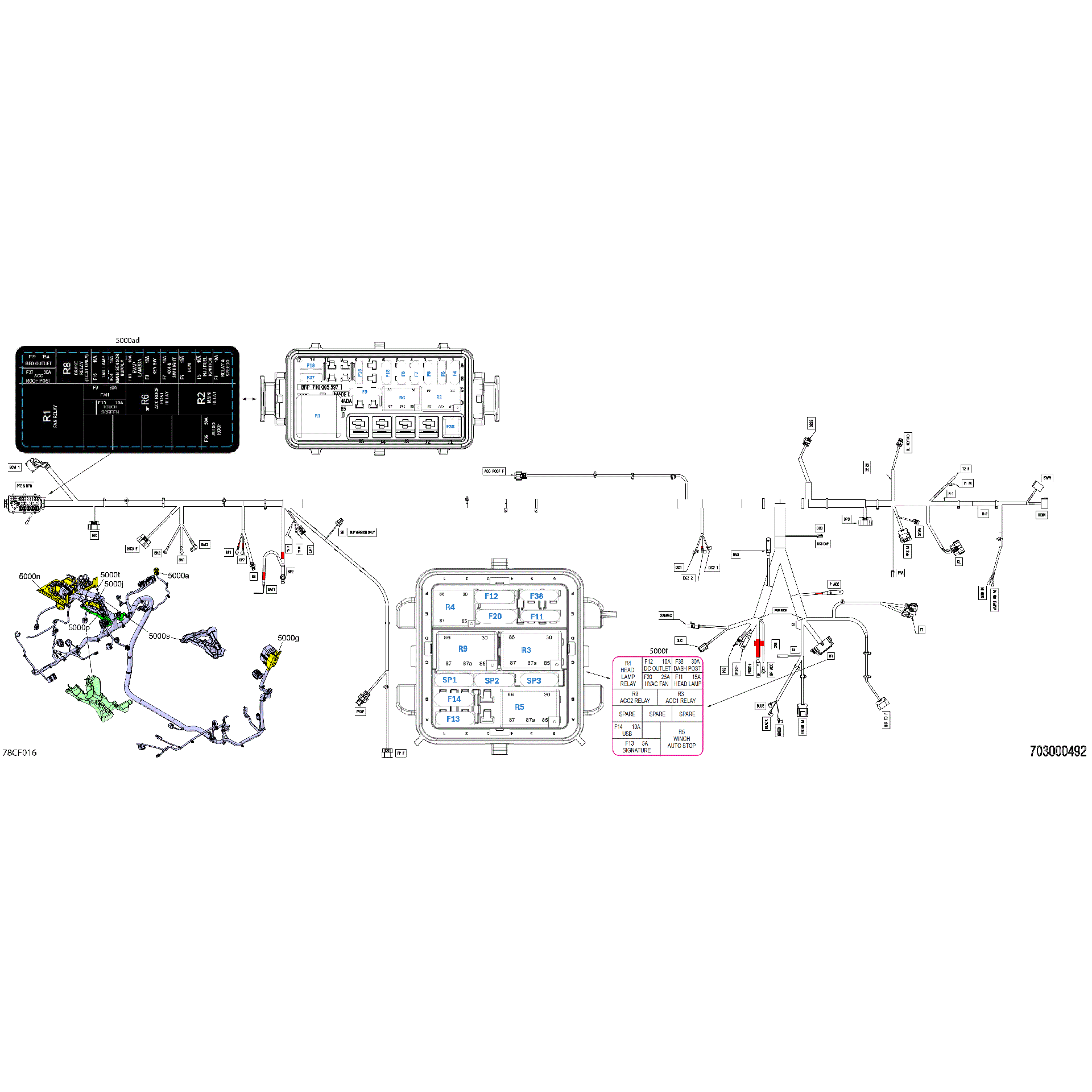 An Image of a Genuine Can-Am Parts Schematic Diagram showing the schematic - ELECTRIC - MAIN HARNESS - 710009230