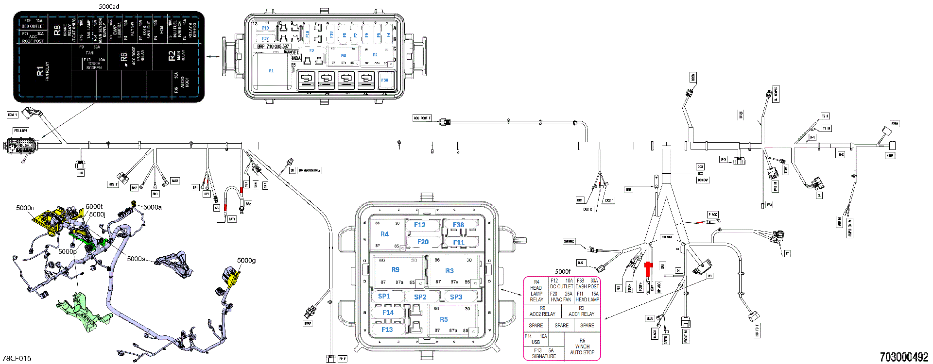 An Image of a Genuine Can-Am Parts Schematic Diagram showing the schematic - ELECTRIC - MAIN HARNESS - 710009230