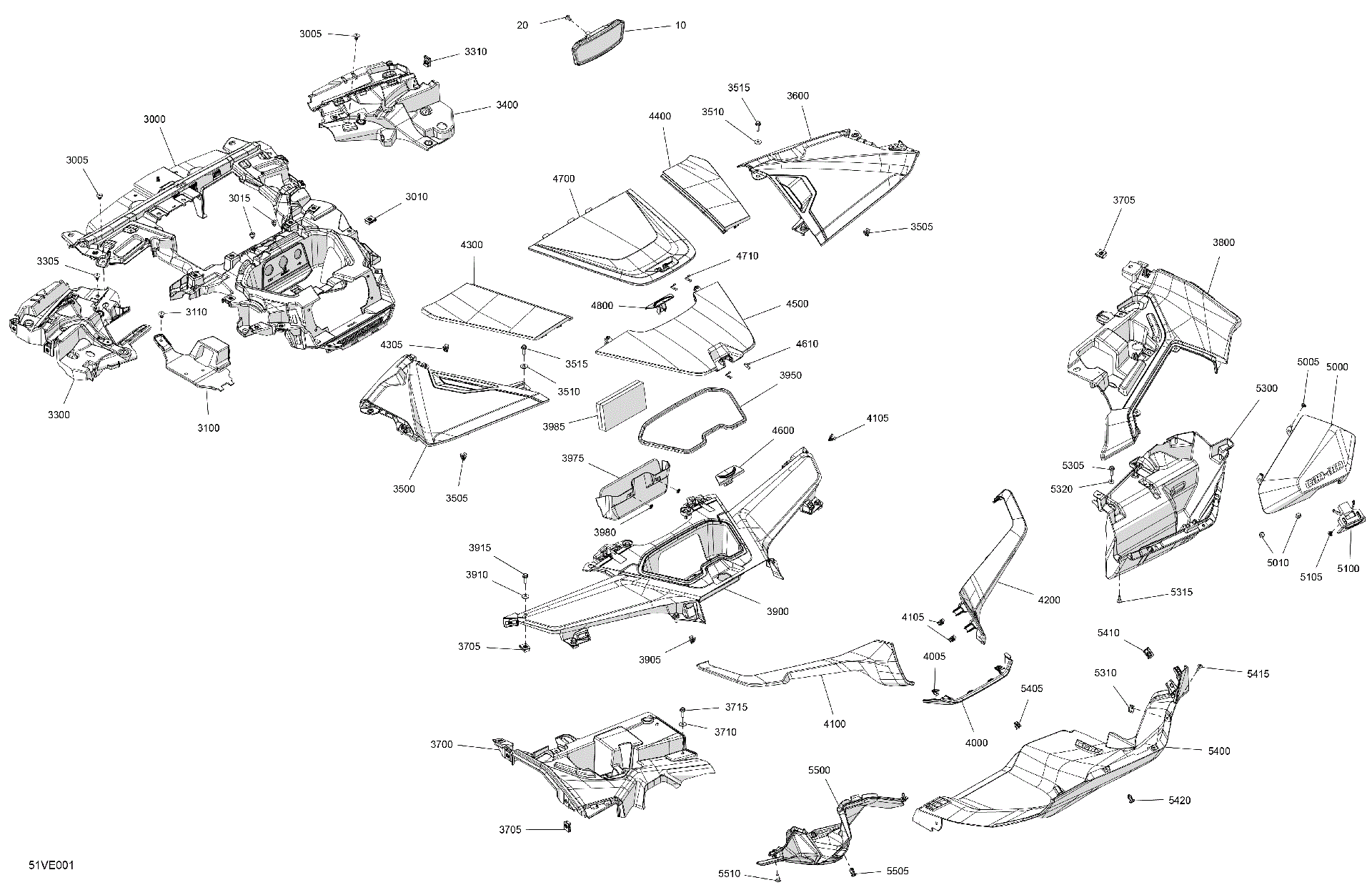 An Image of a Genuine Can-Am Parts Schematic Diagram showing the schematic - CAB INTERIOR - DASHBOARD