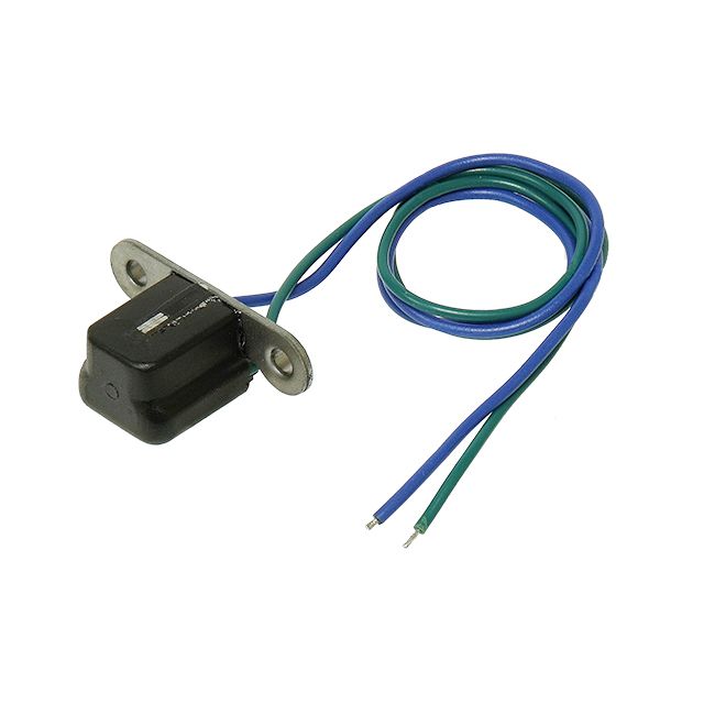 The Honda Rincon Pickup Coil by Bronco is a small black ignition coil with two metal mounting tabs and exposed blue and green wires, designed as an OEM replacement for ATV/UTV applications.