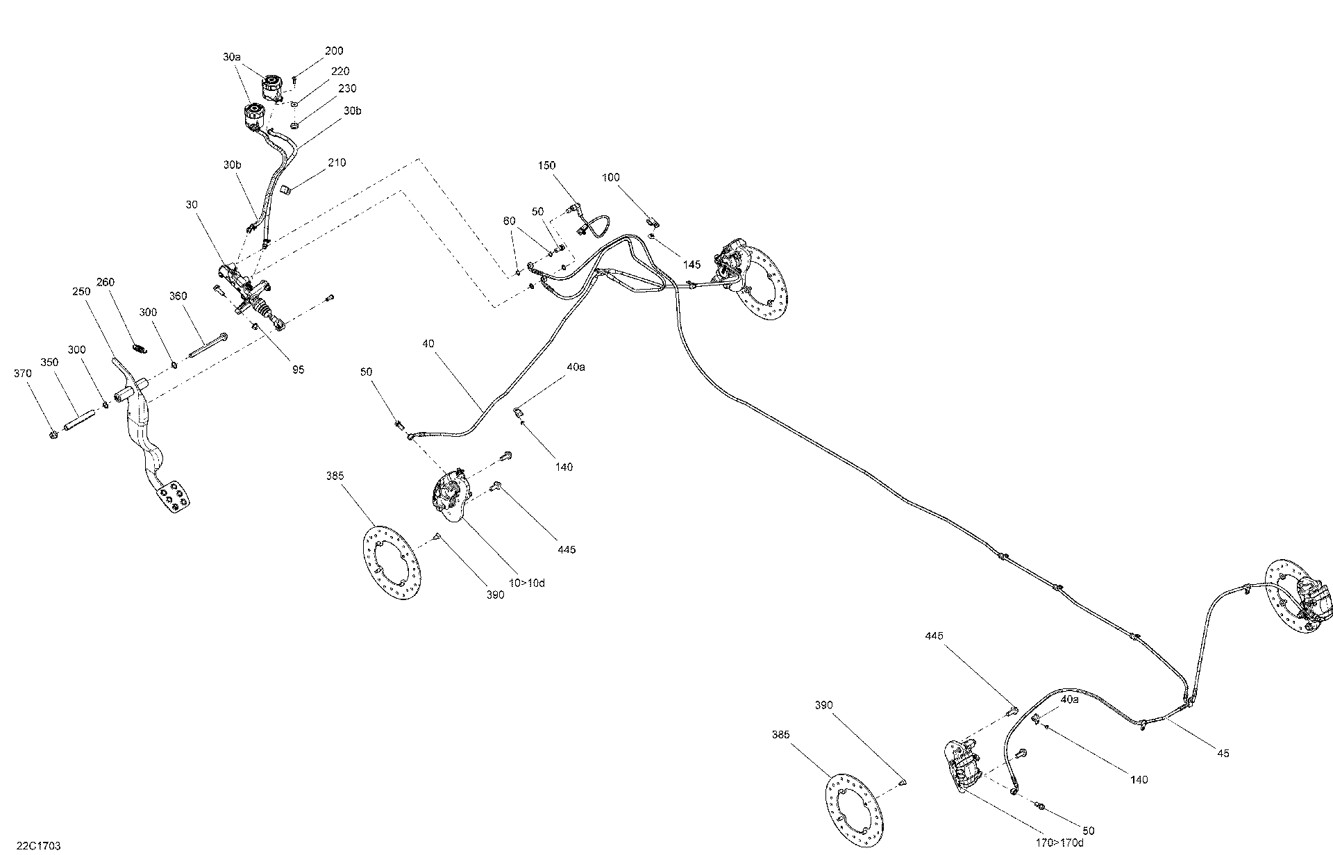 An Image of a Genuine Can-Am Parts Schematic Diagram showing the schematic - BRAKES - ALL MODELS