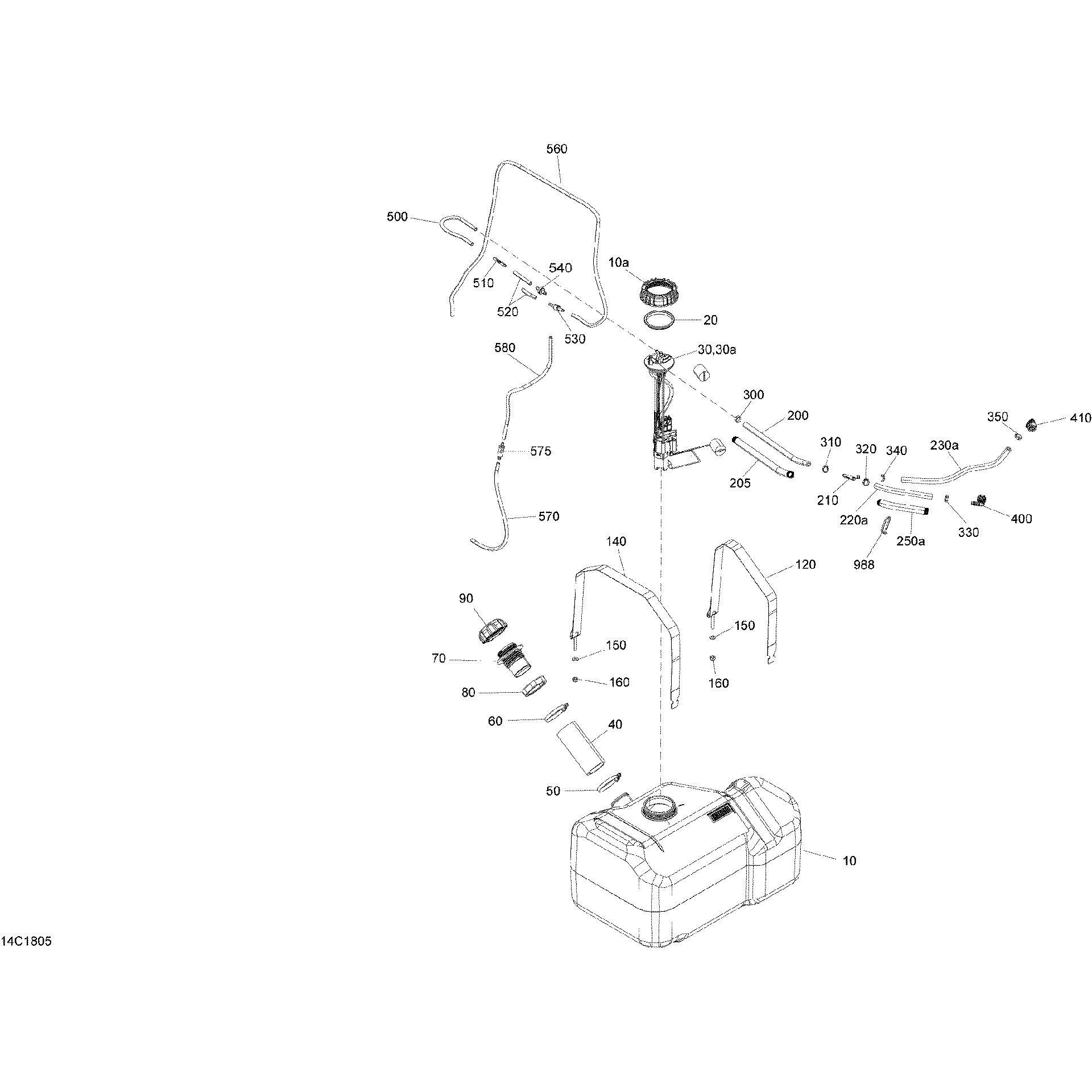 An Image of a Genuine Can-Am Parts Schematic Diagram showing the schematic - FUEL DEFENDER HD10 - PACKAGE X MR