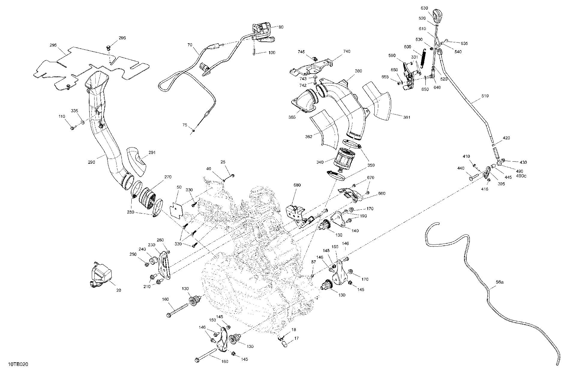 An Image of a Genuine Can-Am Parts Schematic Diagram showing the schematic - ENGINE - SYSTEM