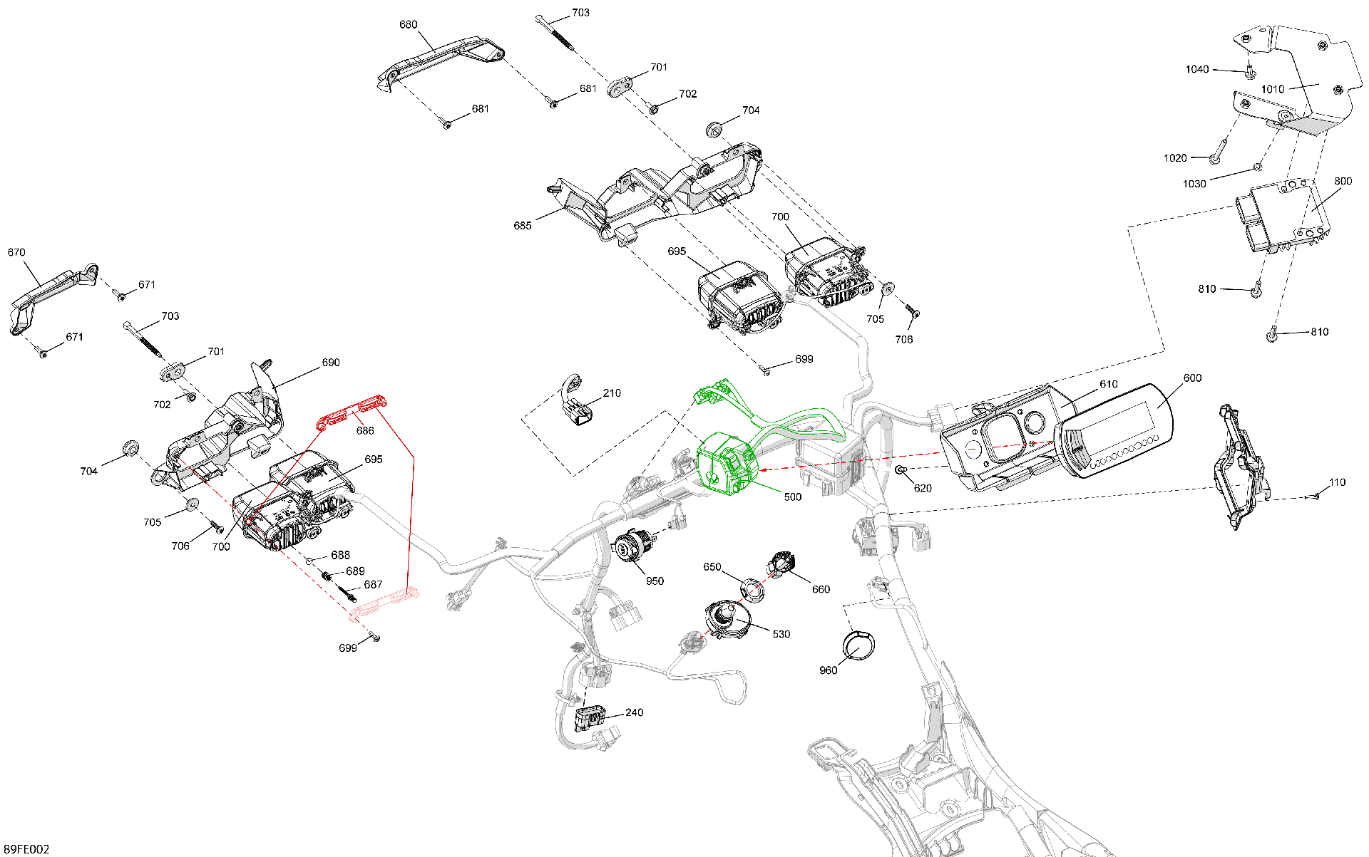 An Image of a Genuine Can-Am Parts Schematic Diagram showing the schematic - ELECTRIC - FRONT SECTION