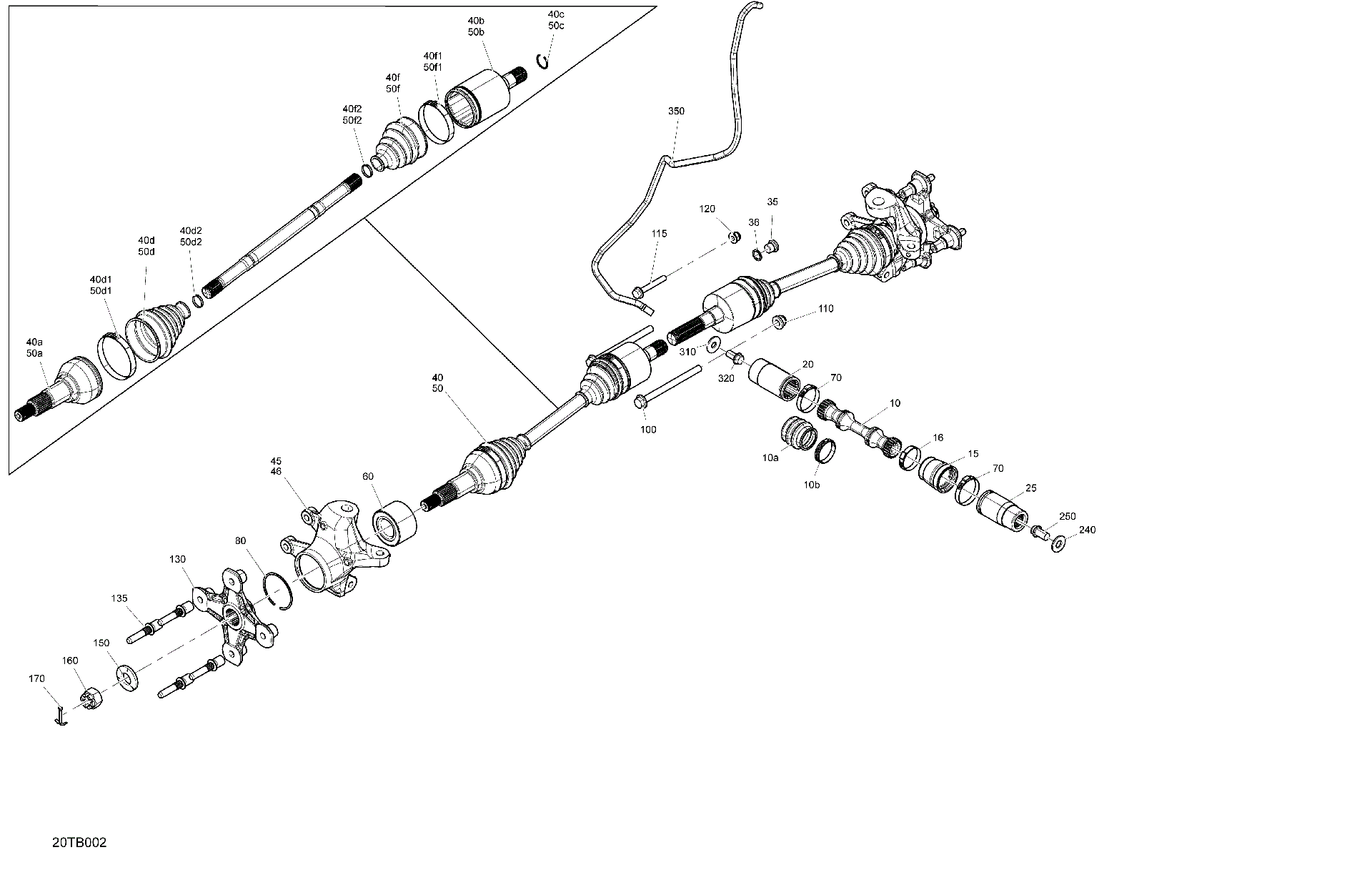An Image of a Genuine Can-Am Parts Schematic Diagram showing the schematic - DRIVE - FRONT - COMMON PARTS