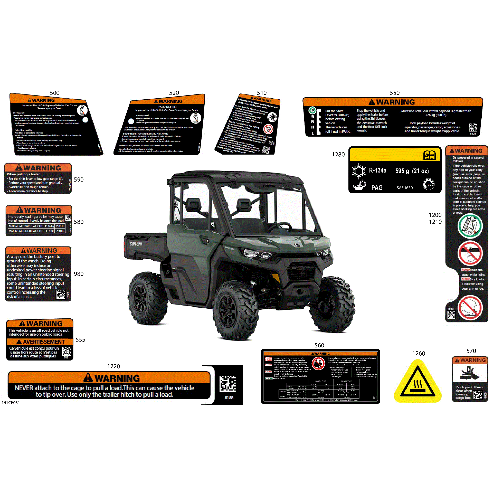 An Image of a Genuine Can-Am Parts Schematic Diagram showing the schematic - BODY - WARNING DECALS