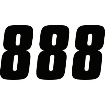 The FX Factory Number 8 Black 7 by Factory Effex features a large, bold black 8 in a rounded font on white. Made from high-gloss vinyl with strong adhesive, the number is pressure washer safe and durable for indoor or outdoor use.